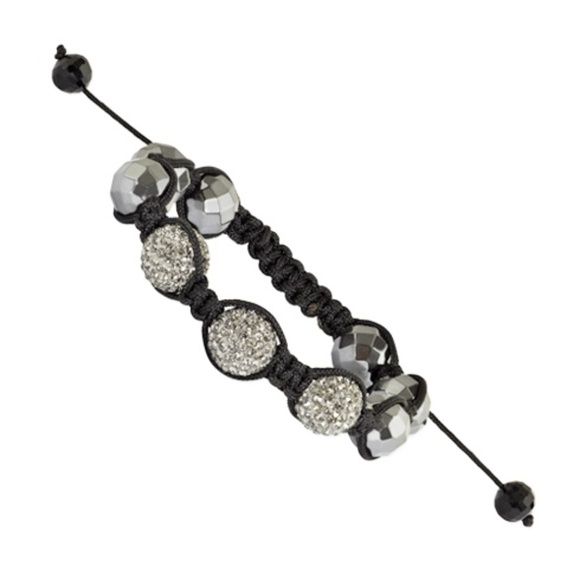 Other - NEW Black Hematite Agate & Glass Crystal Bracelet